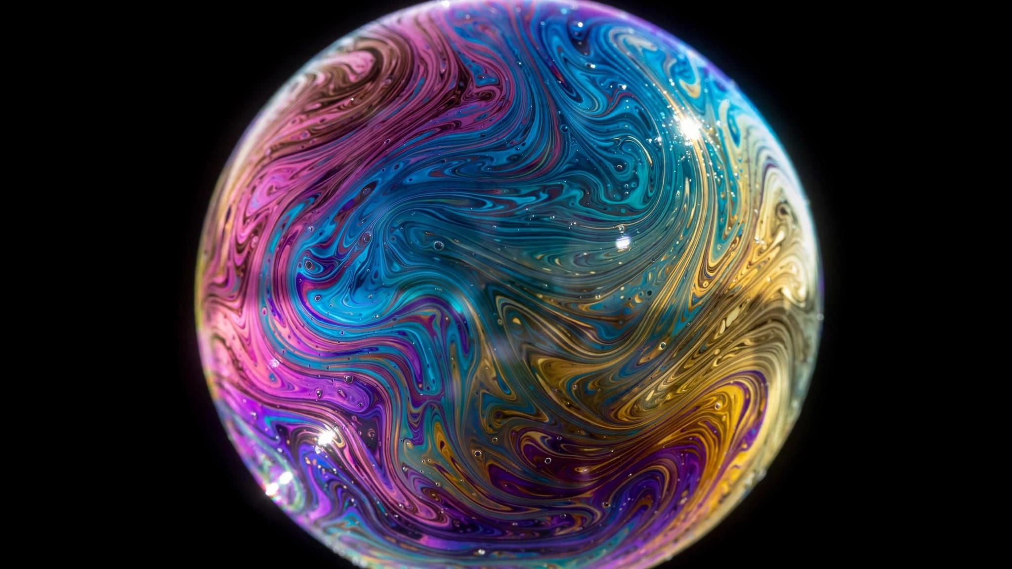 Iridescent Soap Bubble Macro — Abstract Color Art