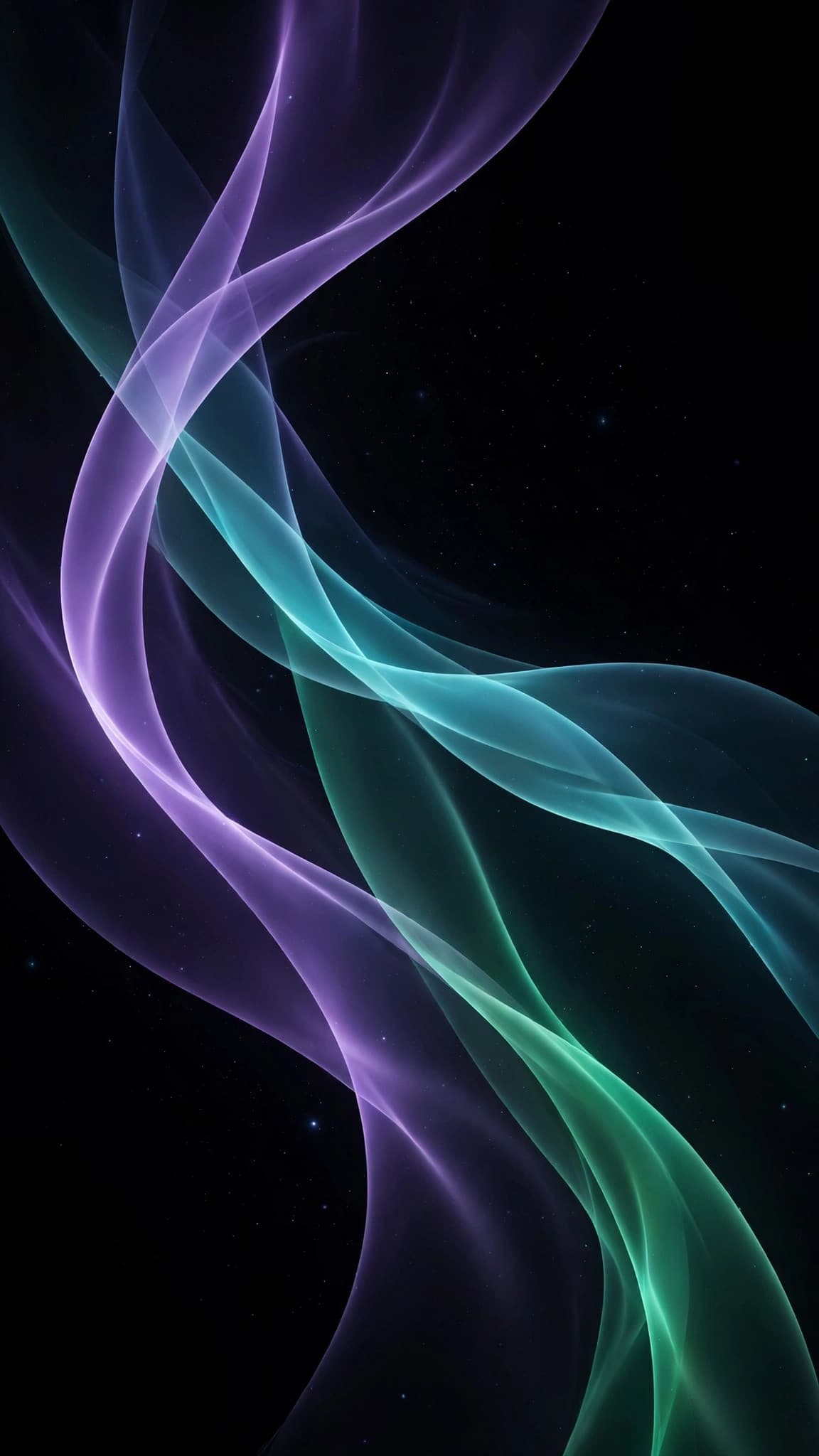 Aurora Silk Ribbons on Pure Black — AMOLED Phone Wallpaper