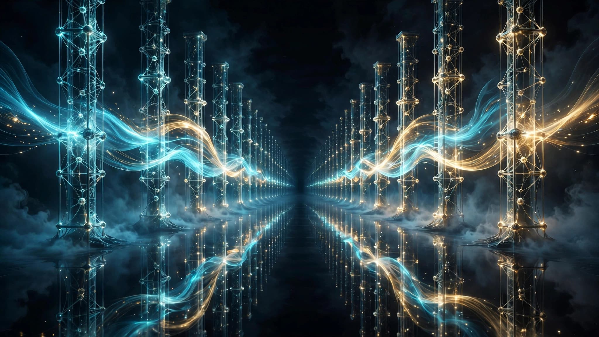 Infinite Neural Network Corridor — AI Concept Art
