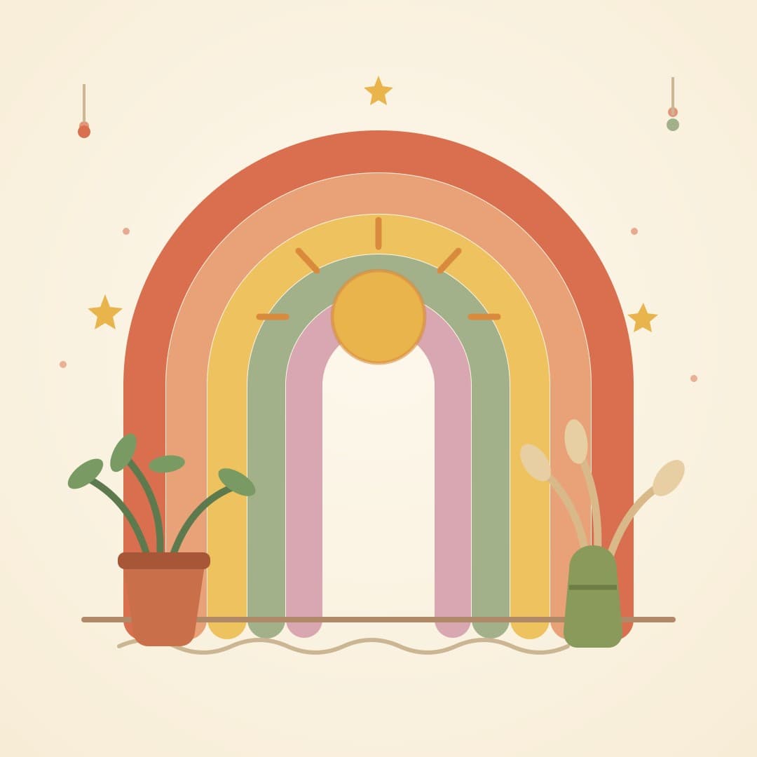 Boho Rainbow Arch — Terracotta Nursery Vector Illustration