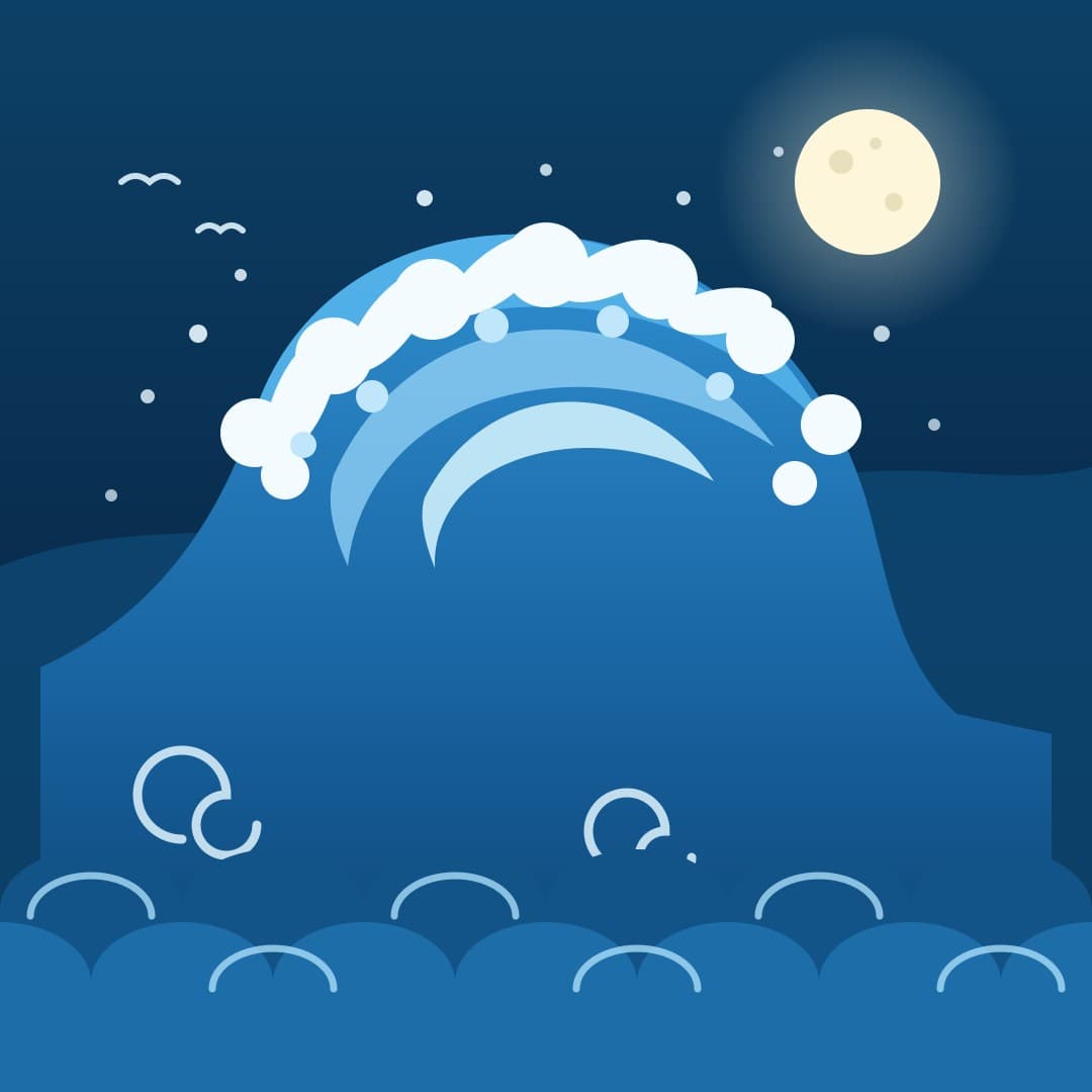 Great Ocean Wave — Curling Sea Wave Vector Illustration