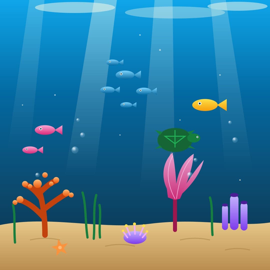 Coral Reef Sanctuary — Underwater Ocean Vector Illustration