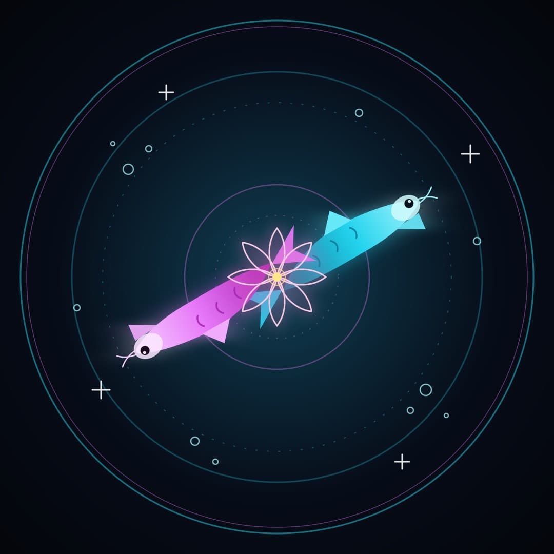 Neon Koi Circle — Yin-Yang Fish Vector Art