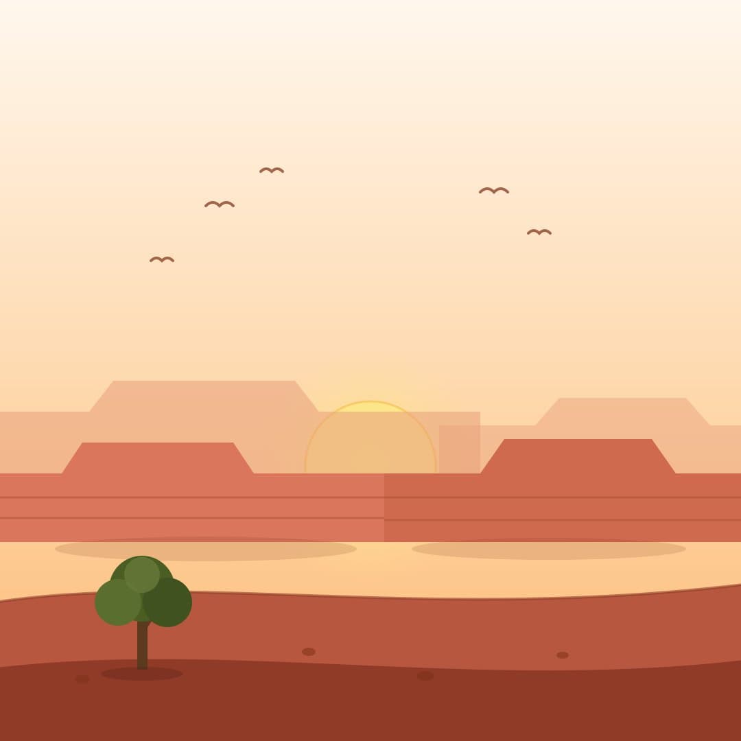 Canyon Mesas at Dawn — Minimal Desert Landscape Vector