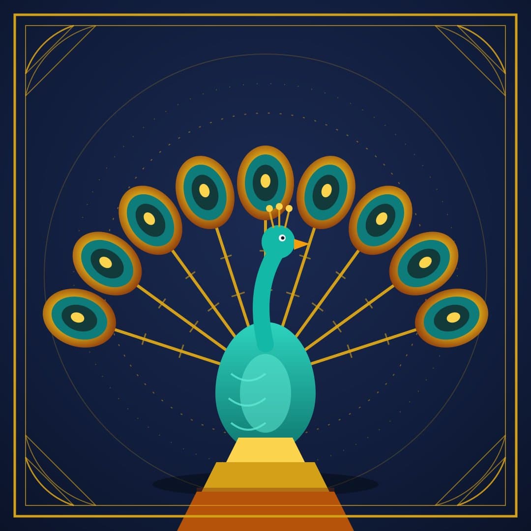 Deco Peacock Plume — Art-Deco Peacock Vector Illustration
