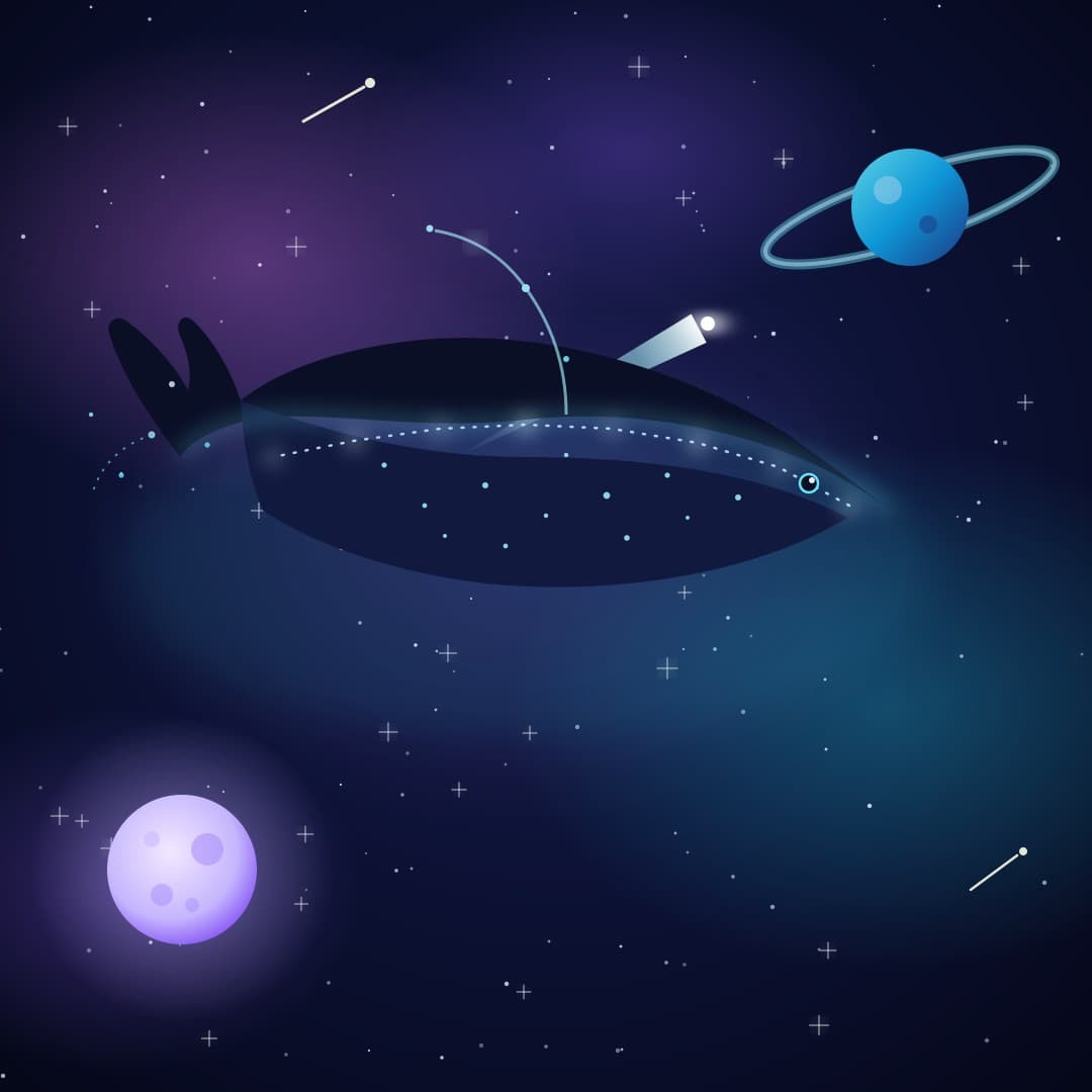 Stardust Whale Constellation — Cosmic Space Vector Illustration