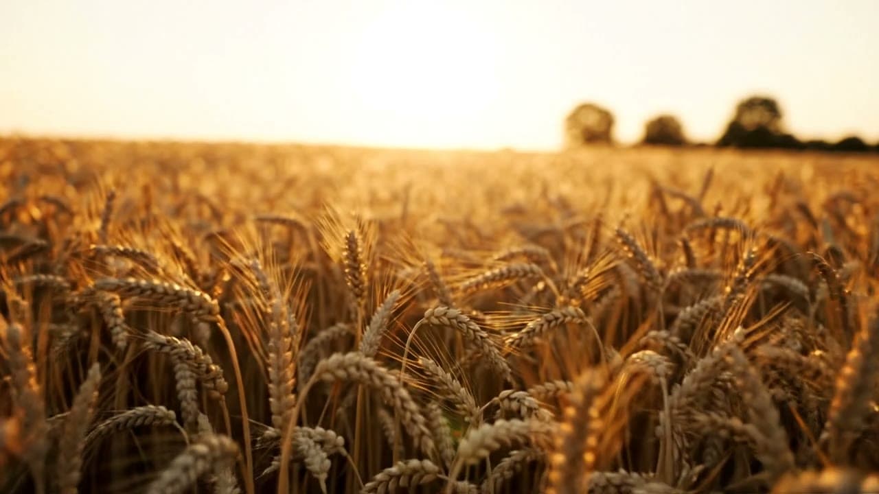Golden Wheat Field Swaying in Breeze