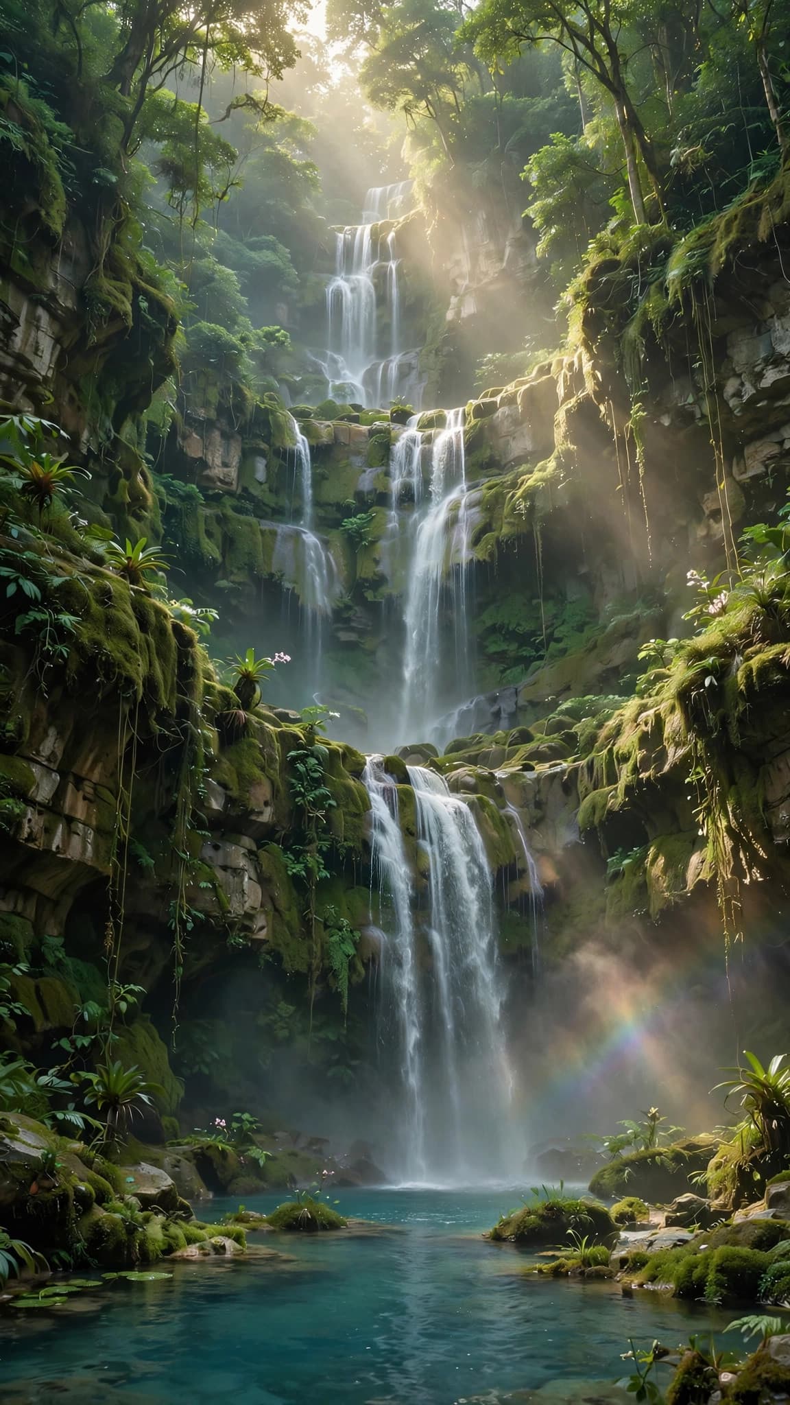 Emerald Canyon Waterfall — Nature Phone Wallpaper