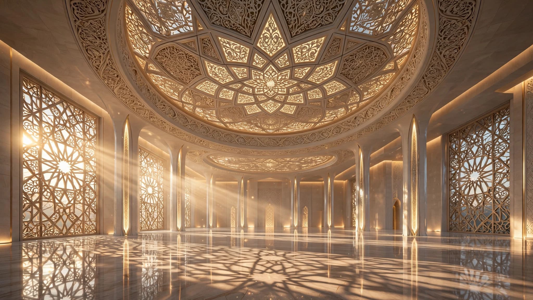 Futuristic Geometric Mosque Interior